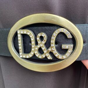 Faux leather Designer Inspired studded belt with Dolce & Gabanna  logo